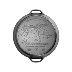 Yellowstone™ 17 Inch Seasoned Cast Iron “So Wild, So Angry” Dual Handle Pan