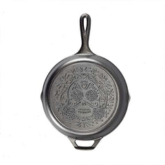 10.25 Inch Seasoned Cast Iron Sugar Skull Skillet