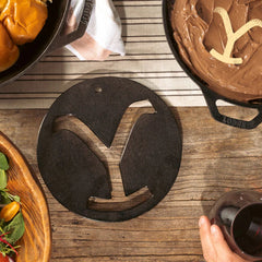 Yellowstone™ 8 Inch Seasoned Cast Iron “Power Y” Trivet